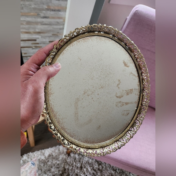 Other - Vintage Brass Filligree Mirror Vanity Tray